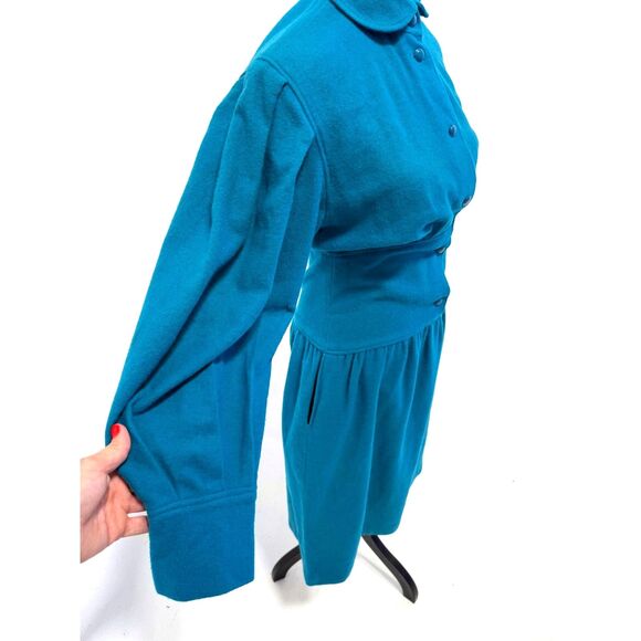 Luisa Spagnoli vintage teal wool knee length dress - Picture 4 of 9